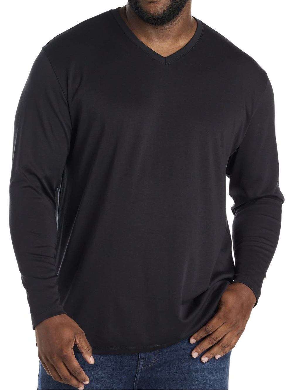 Robert Barakett Men’s Black V-Neck Long Sleeve Cotton Tee Size M